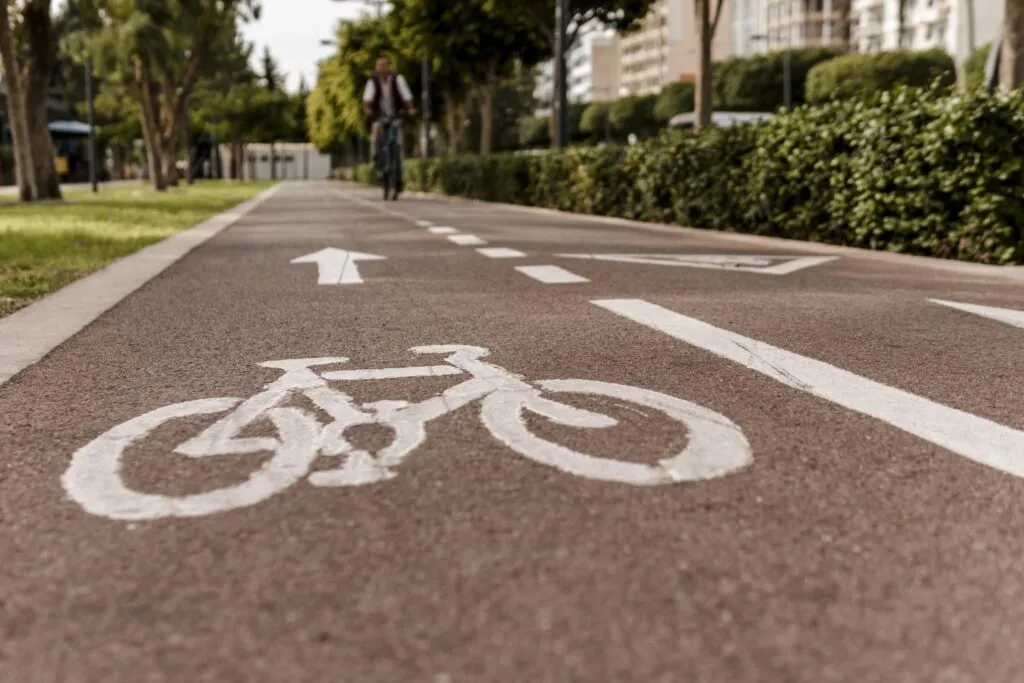 bike lane close up road